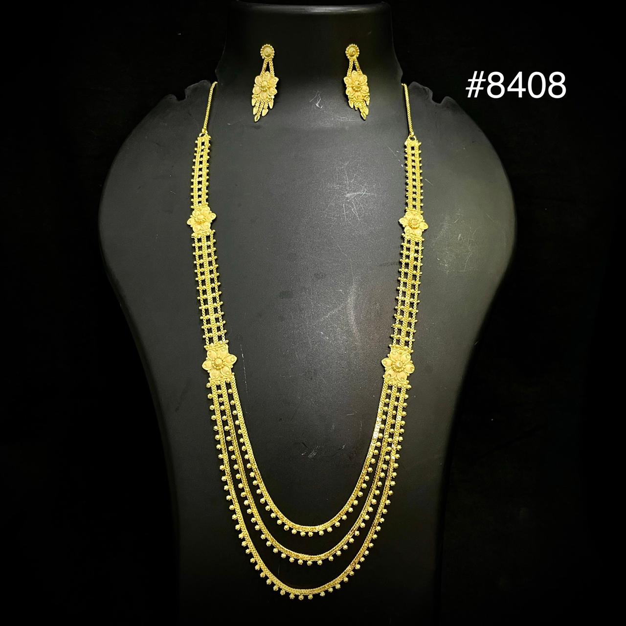 Gold Plated Long NECKLACE 5 Gram Gold Plated Jewellery PMJ Model No : 8408