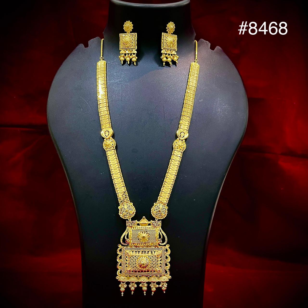 Gold Plated LONG NECKLACE 5 Gram Gold Plated Jewellery PMJ Model No : 8468