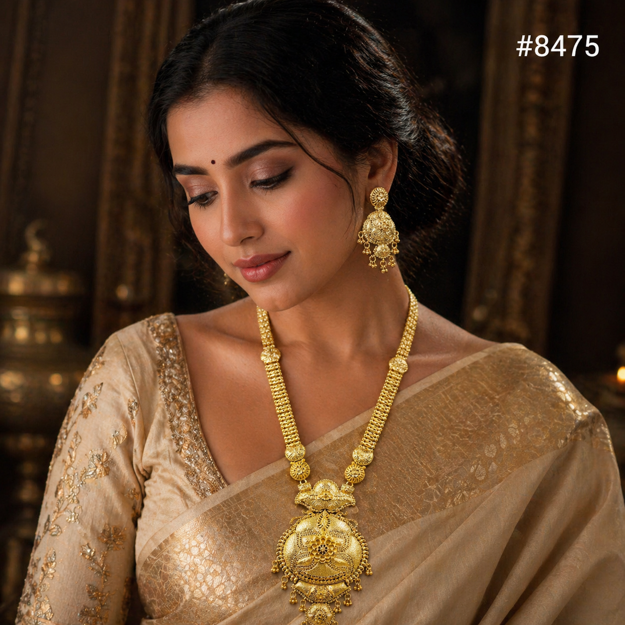 Gold Plated LONG NECKLACE 5 Gram Gold Plated Jewellery PMJ Model No : 8475