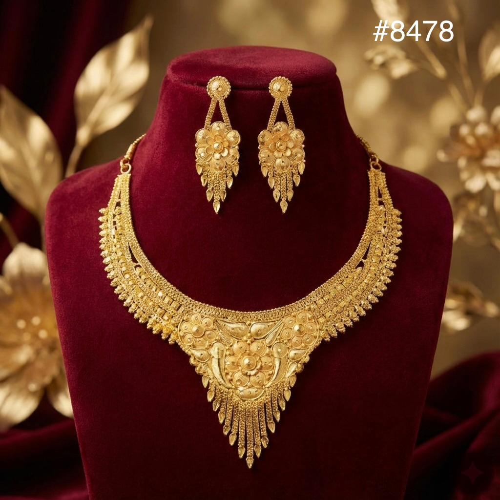 Gold Plated Short NECKLACE 5 Gram Gold Plated Jewellery PMJ Model No : 8478