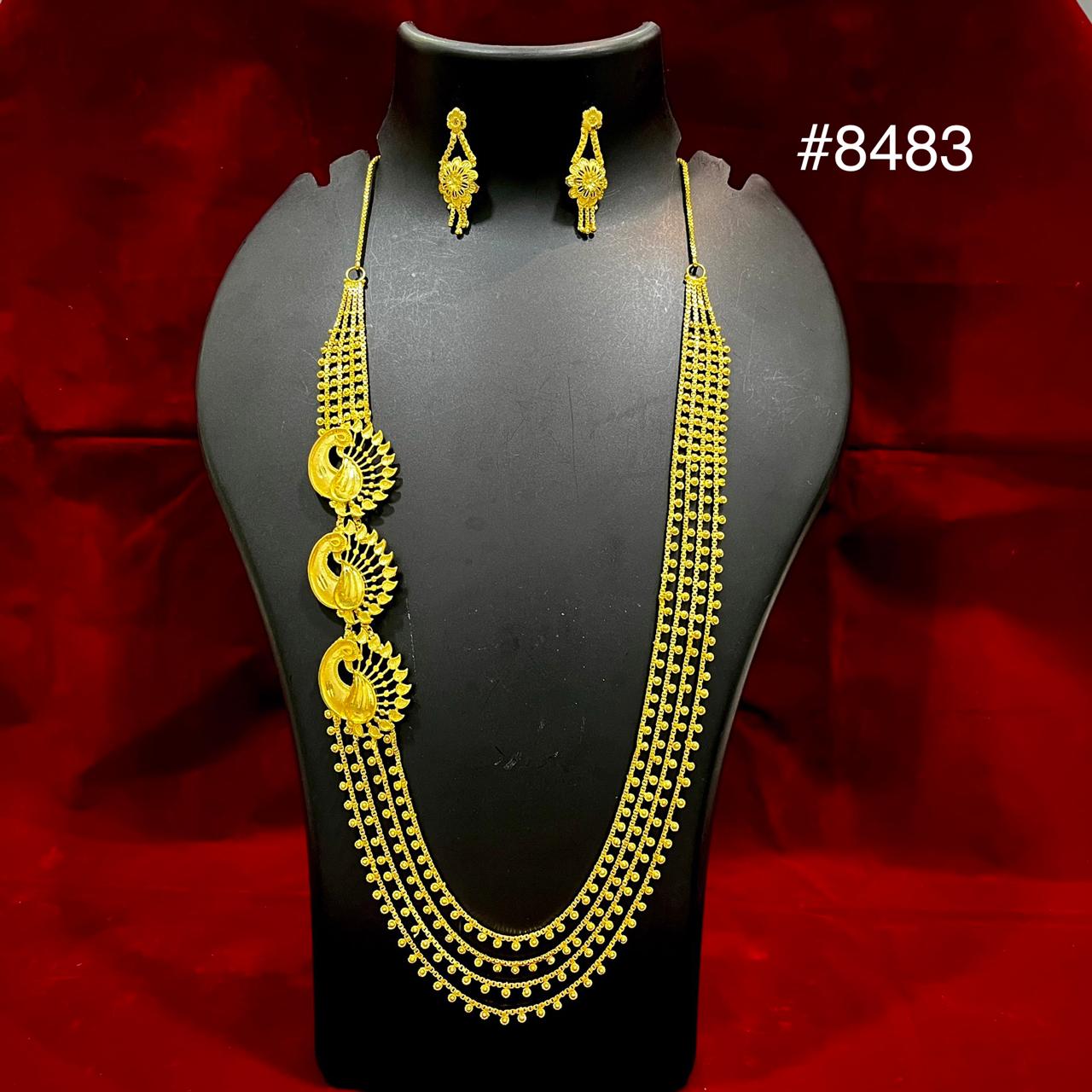 Gold Plated LONG NECKLACE 5 Gram Gold Plated Jewellery PMJ Model No : 8483
