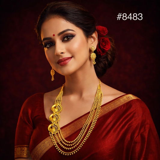 Gold Plated LONG NECKLACE 5 Gram Gold Plated Jewellery PMJ Model No : 8483