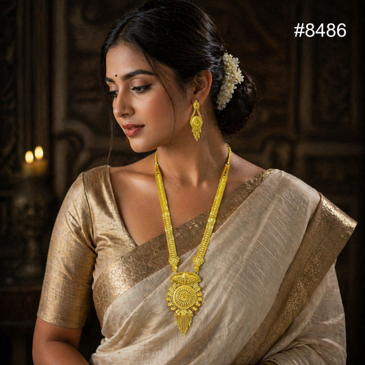 Gold Plated LONG NECKLACE 5 Gram Gold Plated Jewellery PMJ Model No : 8486
