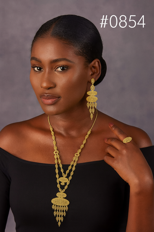 PMJ Gold Plated Emily Ratajkowski BeautifulELSEVE/ELVIVE/ELVITAL Long Necklace Fancy Jewelry Sale MODEL : 854