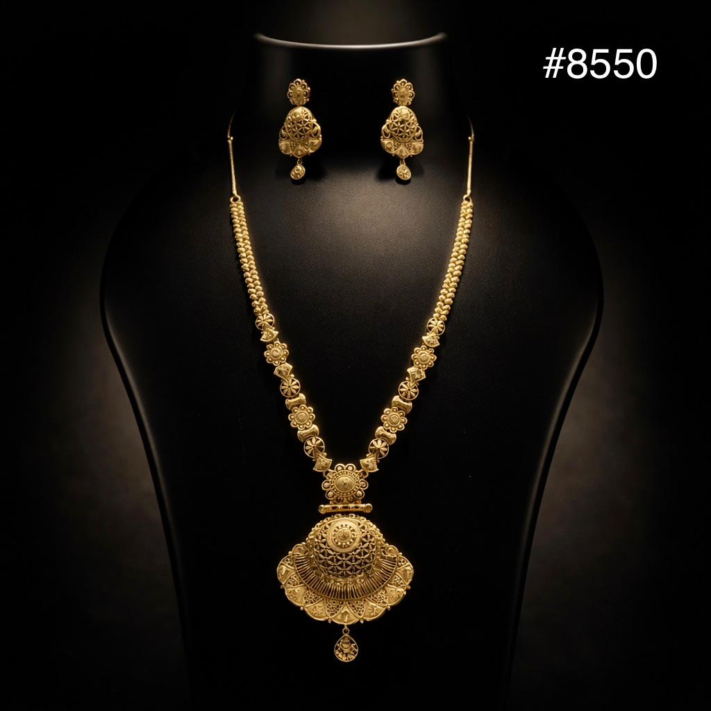 Gold Plated LONG NECKLACE 5 Gram Gold Plated Jewellery PMJ Model No : 8550