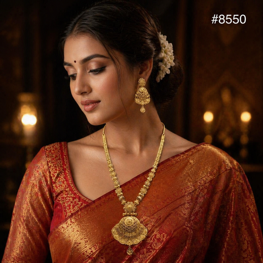 Gold Plated LONG NECKLACE 5 Gram Gold Plated Jewellery PMJ Model No : 8550