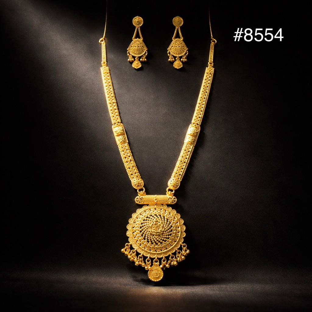 Gold Plated LONG NECKLACE 5 Gram Gold Plated Jewellery PMJ Model No : 8554