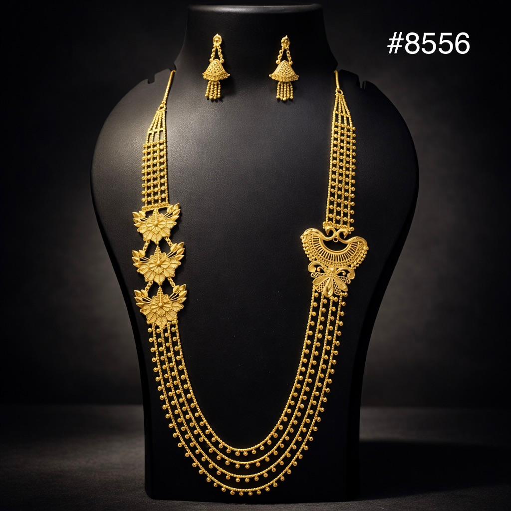 Gold Plated LONG NECKLACE 5 Gram Gold Plated Jewellery PMJ Model No : 8556