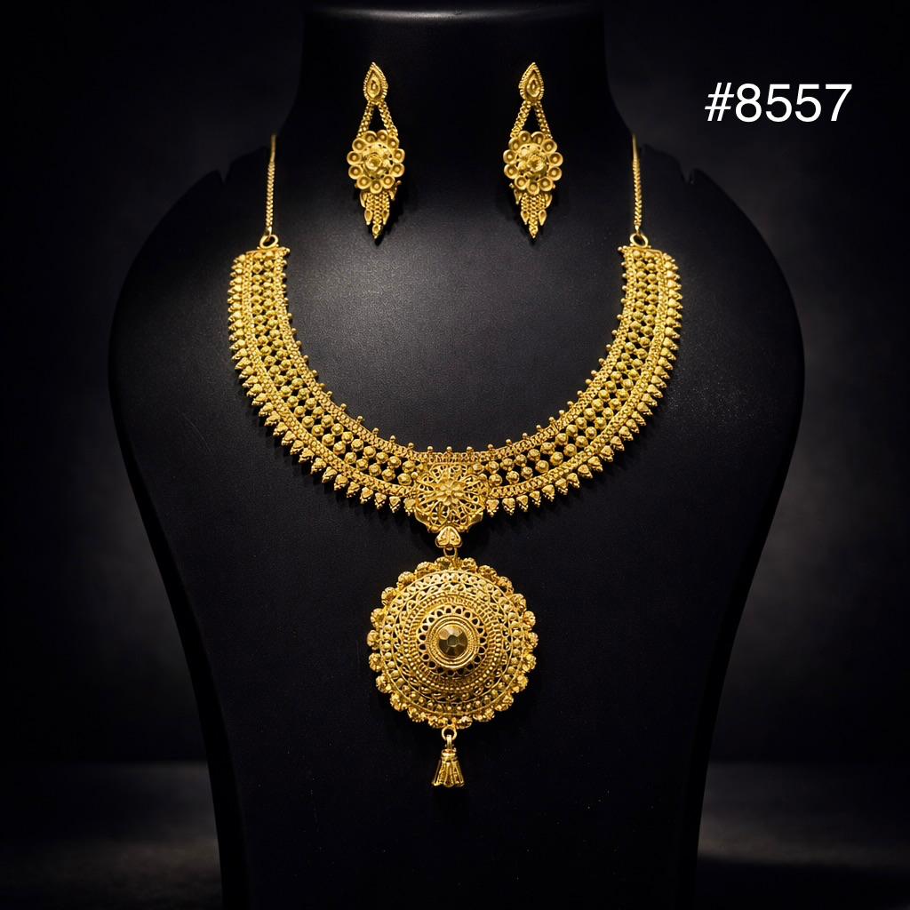 Gold Plated Short NECKLACE 5 Gram Gold Plated Jewellery PMJ Model No : 8557