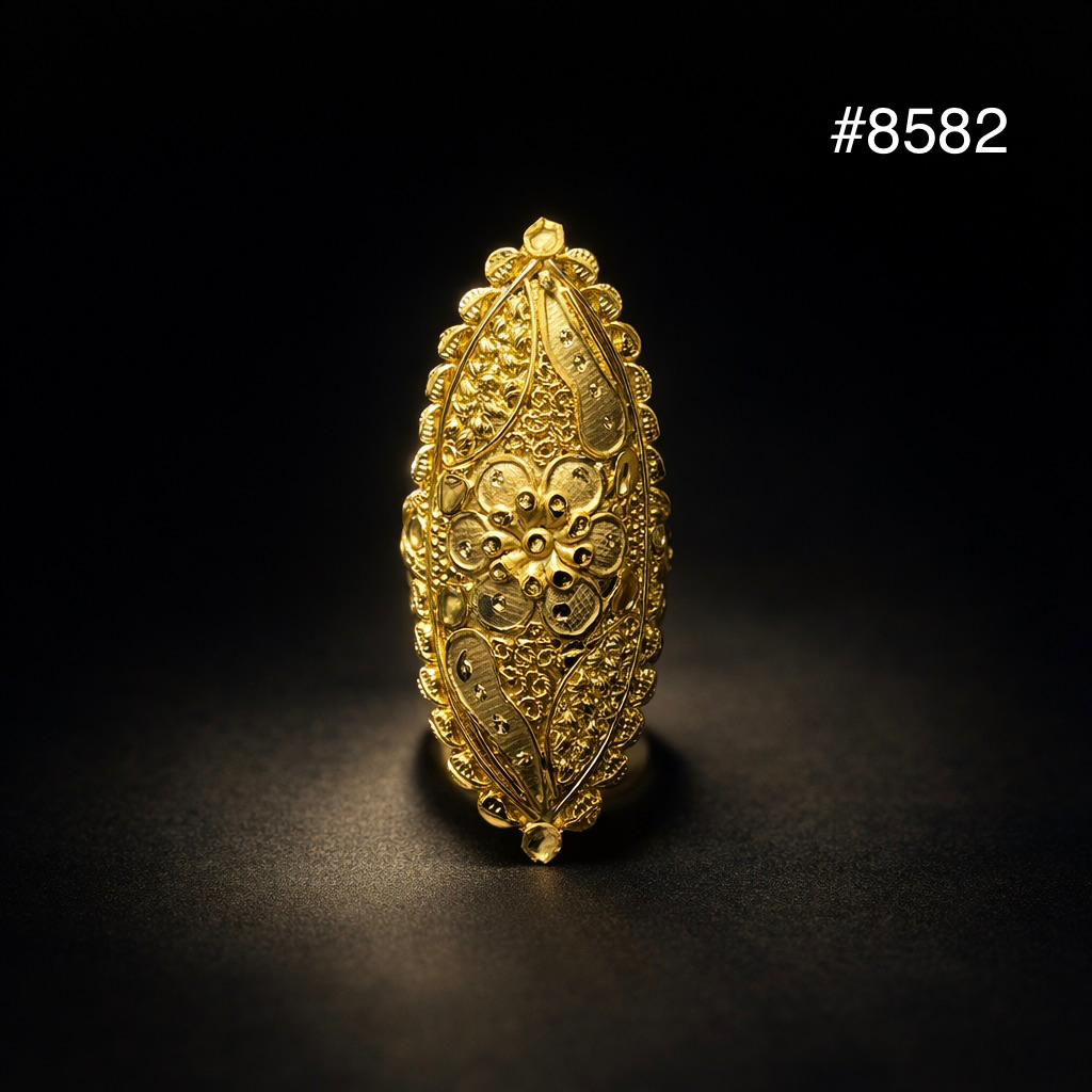 Gold Plated Finger Ring 2 Inch 5 Gram Gold Plated Jewellery PMJ Model No : 8582