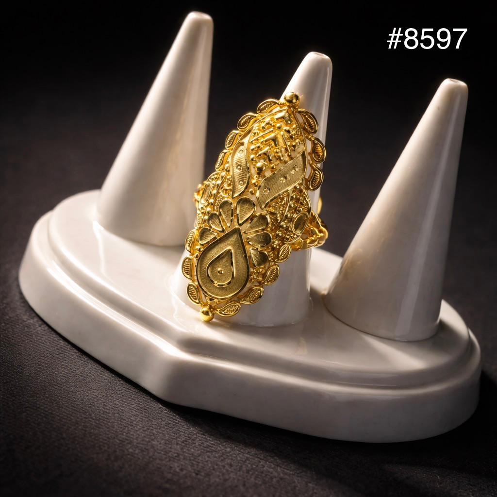 Gold Plated Finger Ring 1.5 Inch Gold Plated Jewellery PMJ Model No : 8597