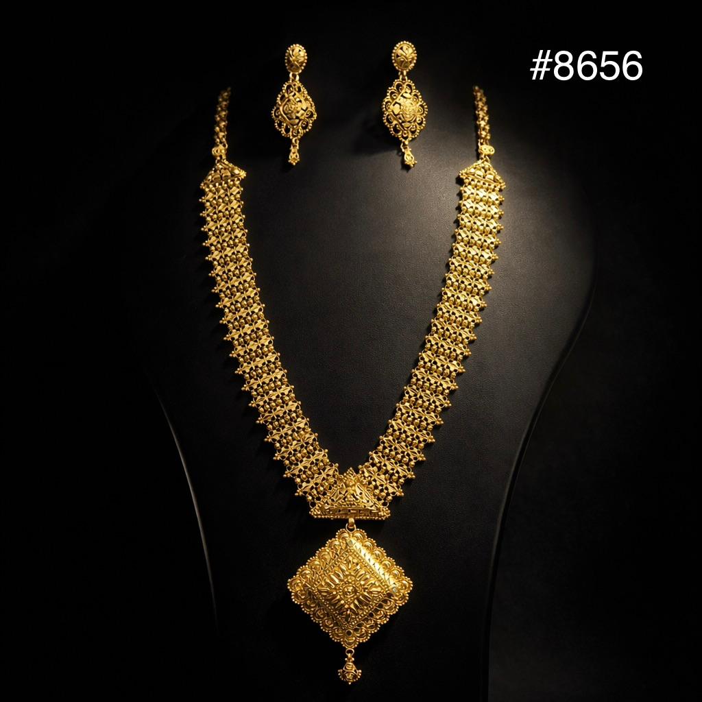 Gold Plated LONG NECKLACE 5 Gram Gold Plated Jewellery PMJ Model No : 8656