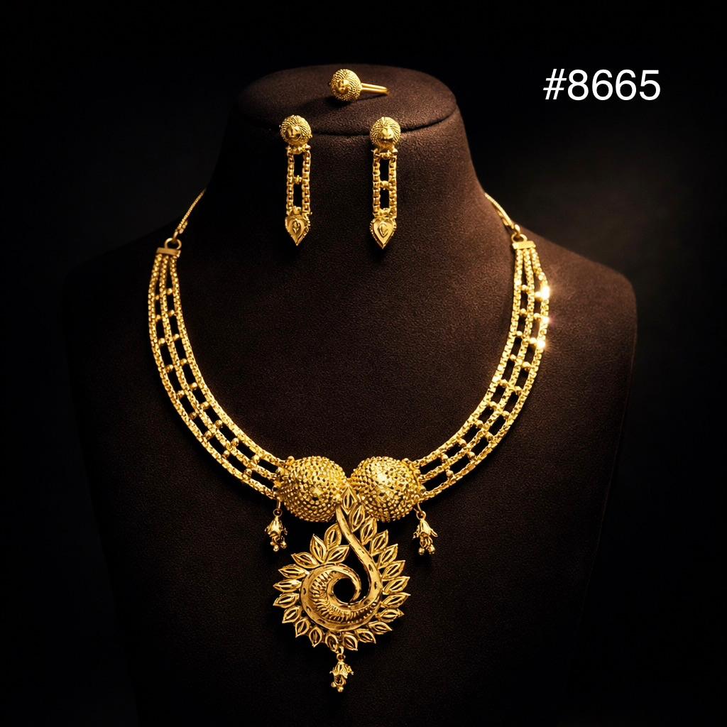 Gold Plated Short NECKLACE 5 Gram Gold Plated Jewellery PMJ Model No : 8665