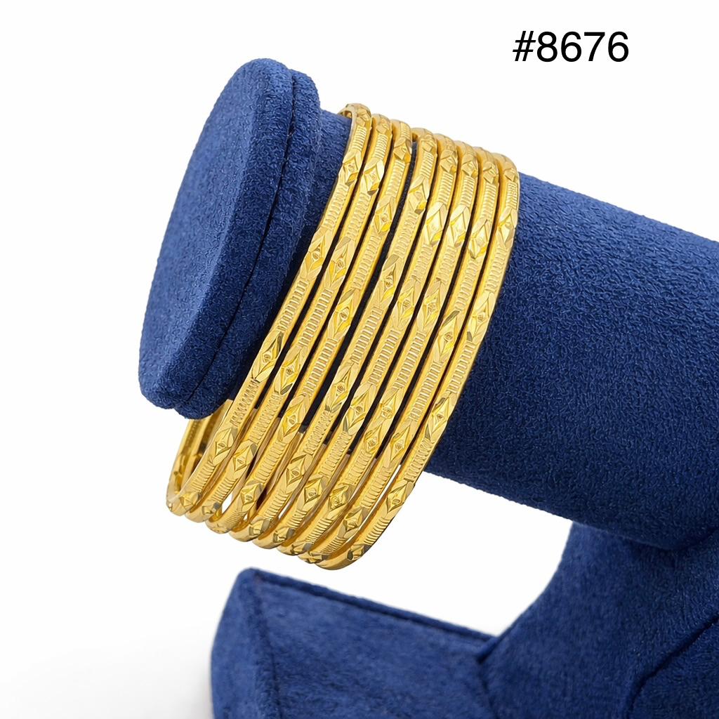 Gold Plated 8 Pc Thin Bangles 5 Gram Gold Plated Jewellery PMJ Model No : 8676