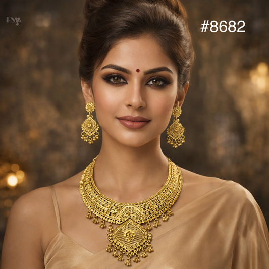 Gold Plated LONG NECKLACE 5 Gram Gold Plated Jewellery PMJ Model No : 8682