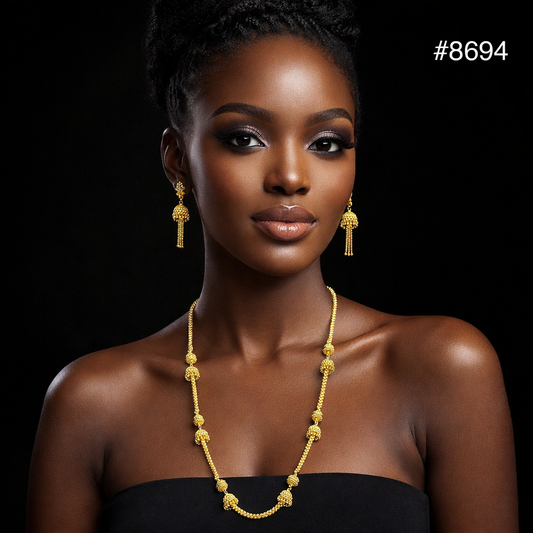 Gold Plated Long NECKLACE 5 Gram Gold Plated Jewellery PMJ Model No : 8694