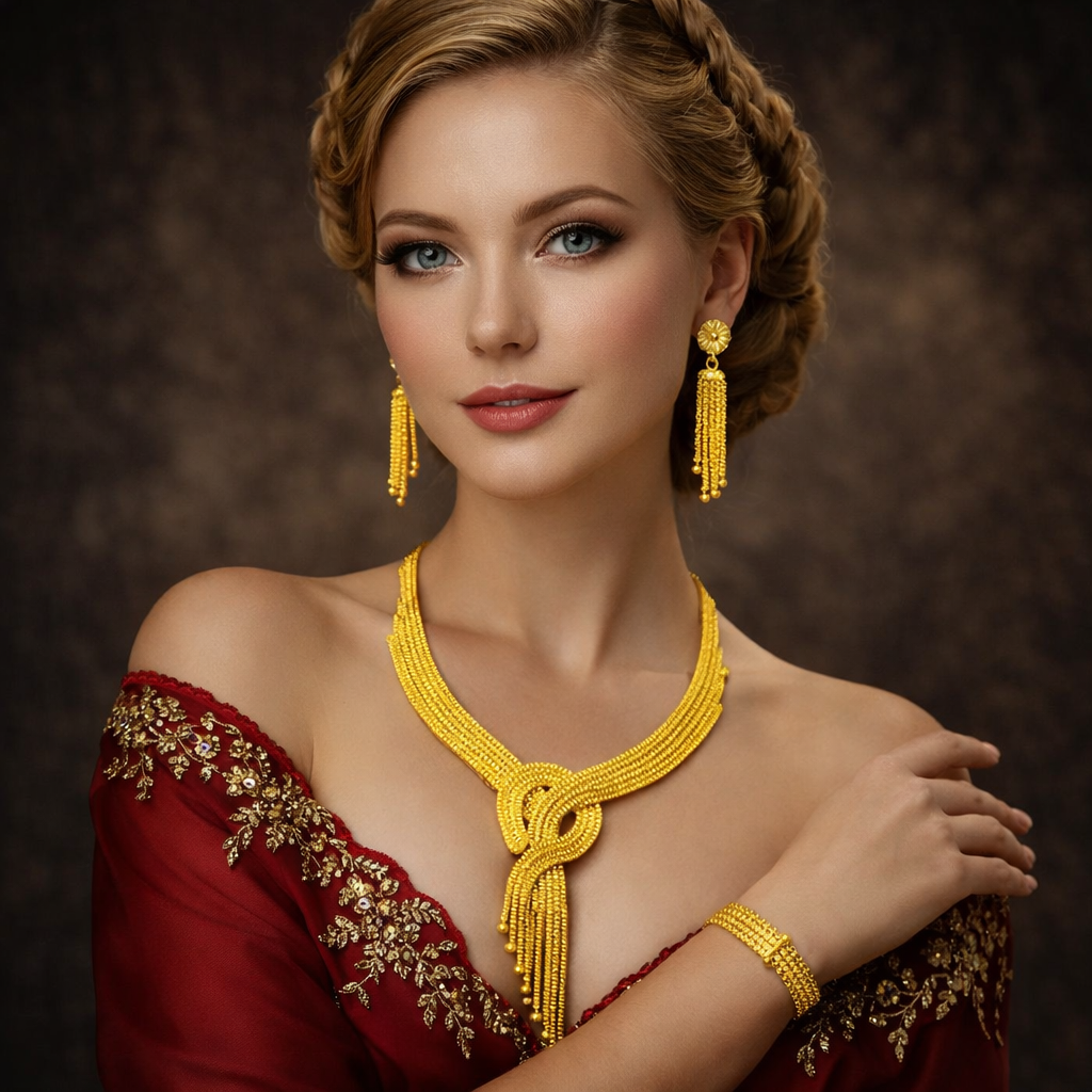 Gold Plated Short Necklace Set, PMJ Model No : 8770