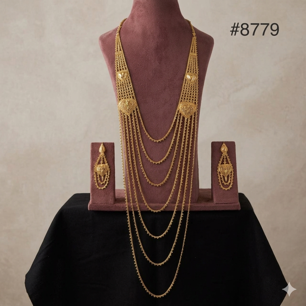 Gold Plated Long NECKLACE 5 Gram Gold Plated Jewellery PMJ Model No : 8779