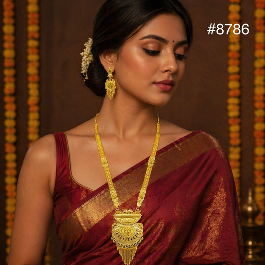 Gold Plated LONG NECKLACE 5 Gram Gold Plated Jewellery PMJ Model No : 8786