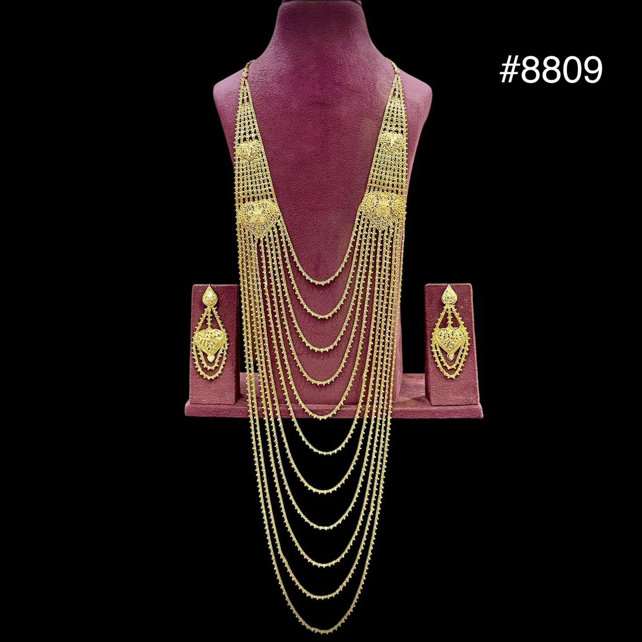 Gold Plated Long NECKLACE 5 Gram Gold Plated Jewellery PMJ Model No : 8809