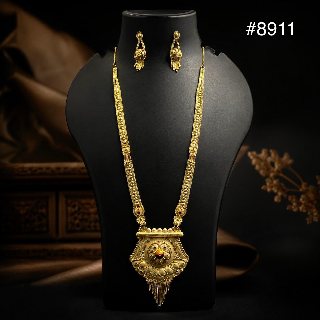 Gold Plated LONG NECKLACE 5 Gram Gold Plated Jewellery PMJ Model No : 8911