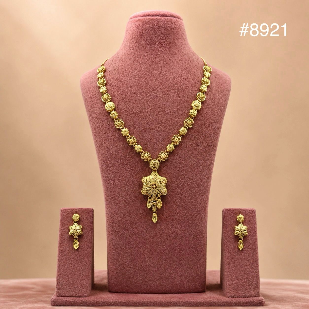 Gold Plated LONG NECKLACE 5 Gram Gold Plated Jewellery PMJ Model No : 8921
