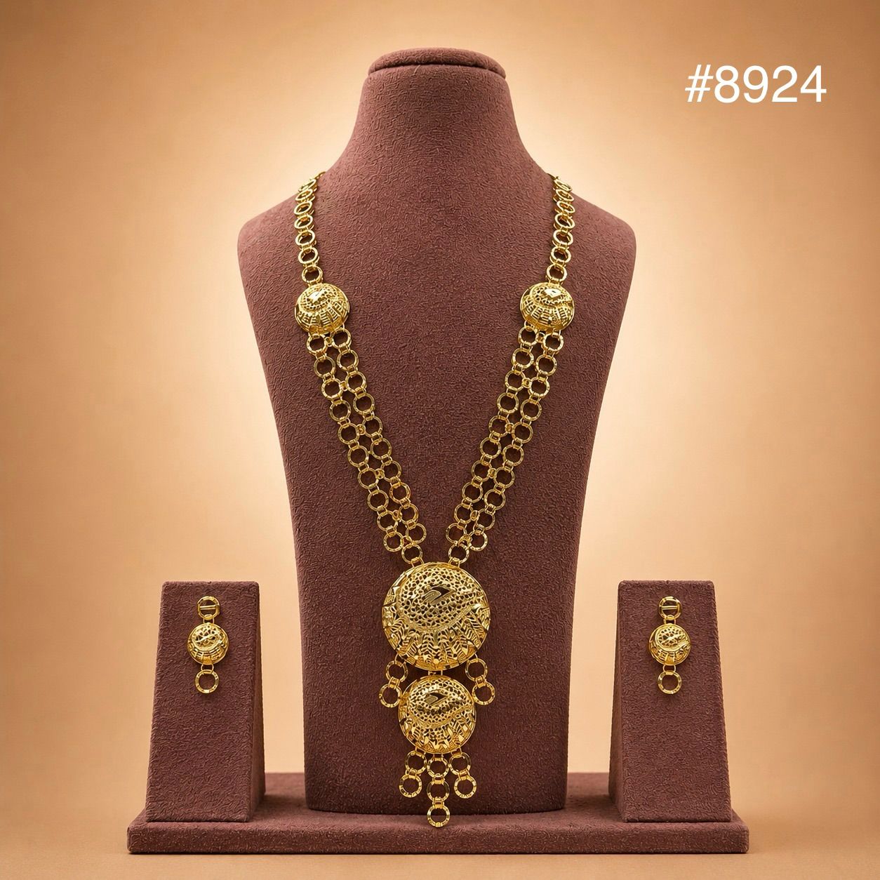 Gold Plated LONG NECKLACE 5 Gram Gold Plated Jewellery PMJ Model No : 8924