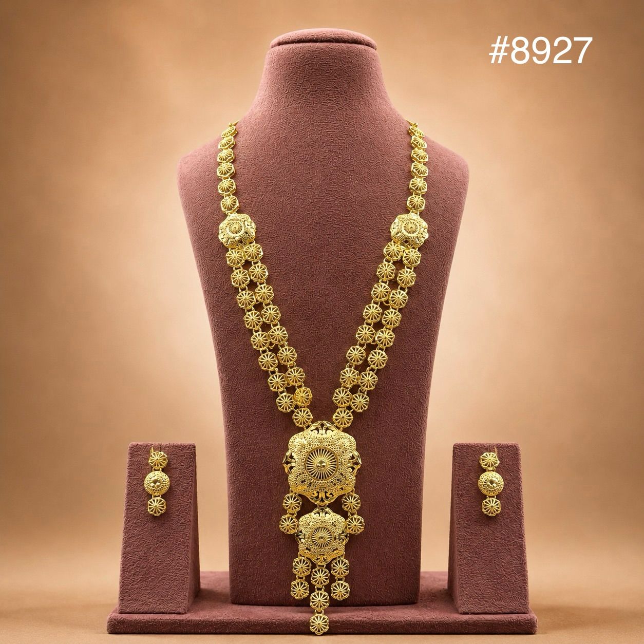 Gold Plated LONG NECKLACE 5 Gram Gold Plated Jewellery PMJ Model No : 8927