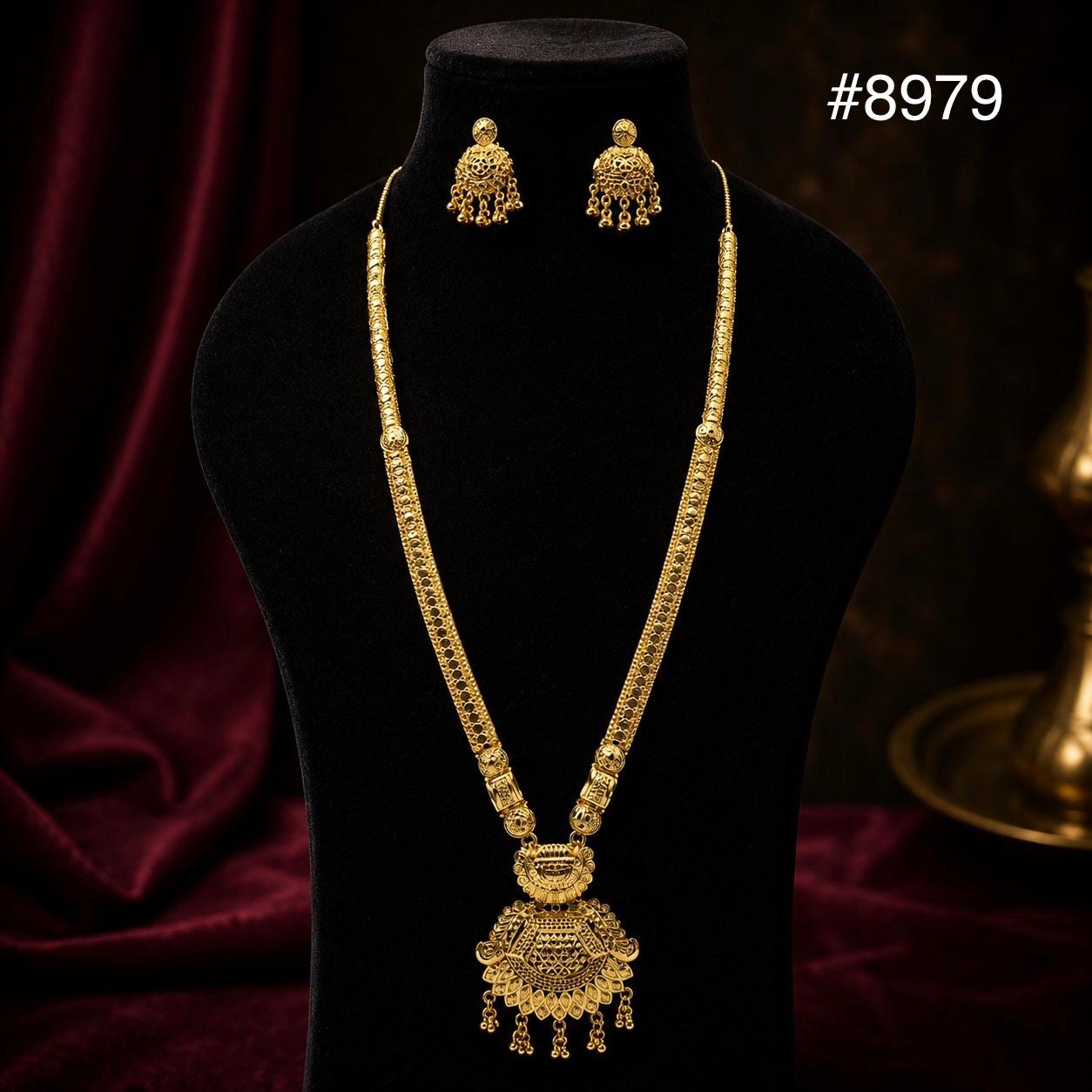Gold Plated LONG NECKLACE 5 Gram Gold Plated Jewellery PMJ Model No : 8979