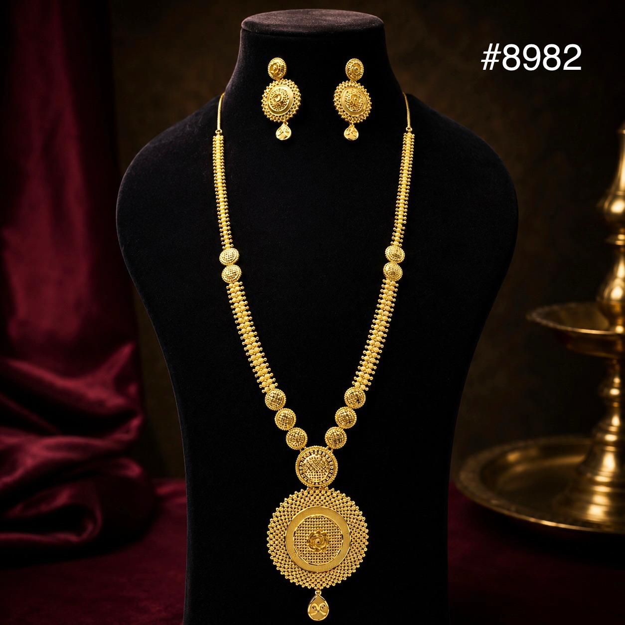 Gold Plated LONG NECKLACE 5 Gram Gold Plated Jewellery PMJ Model No : 8982
