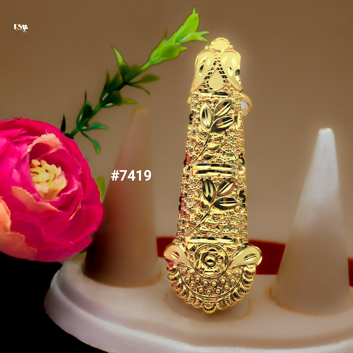 Gold Plated Finger Ring 1 Gram Gold Plated Jewellery PMJ Model No : 7419