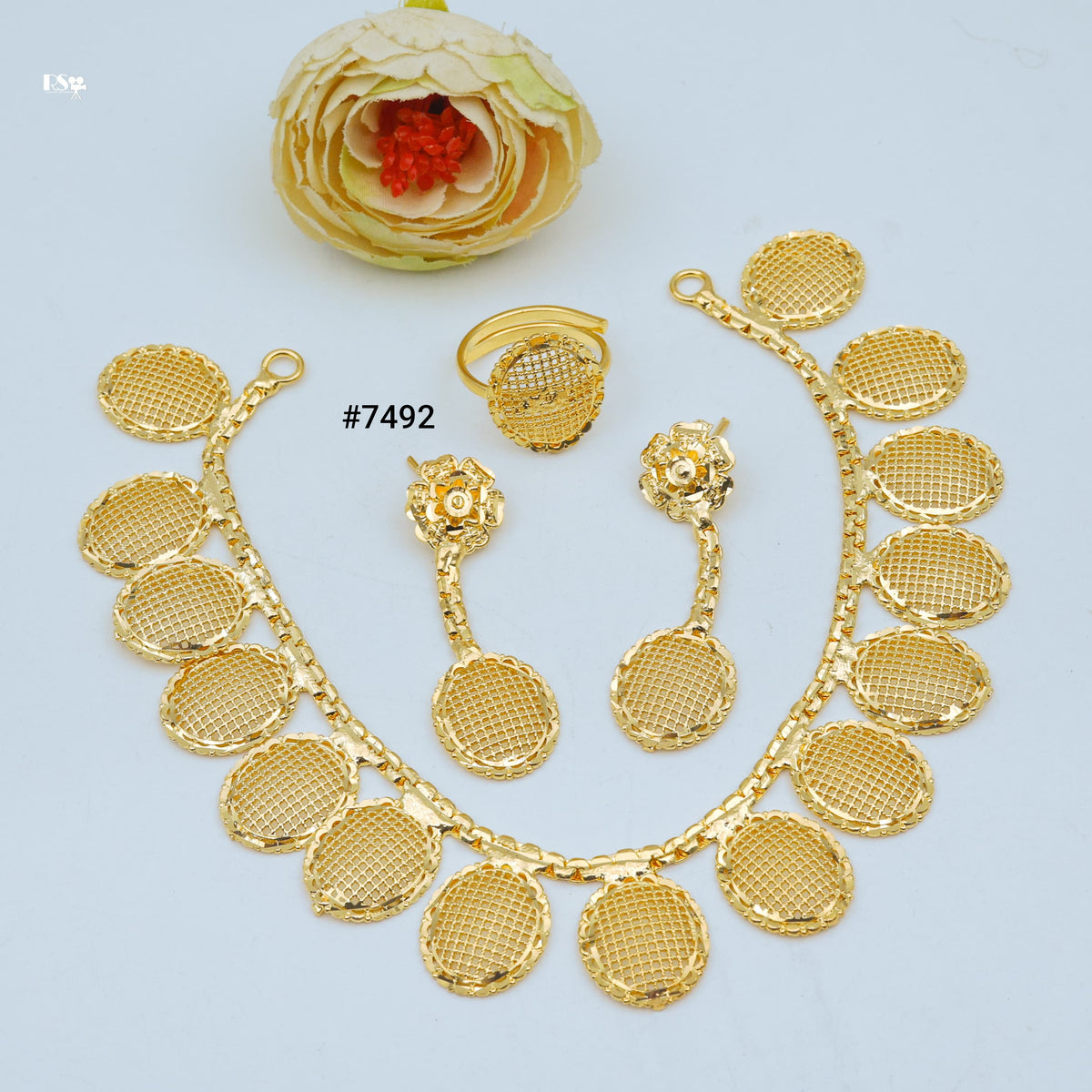 Gold Plated Short Necklace 1 Gram Gold Plated Jewellery PMJ Model No : 7492