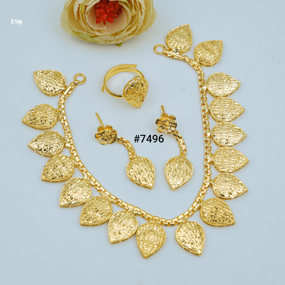 Gold Plated Short Necklace 1 Gram Gold Plated Jewellery PMJ Model No : 7496