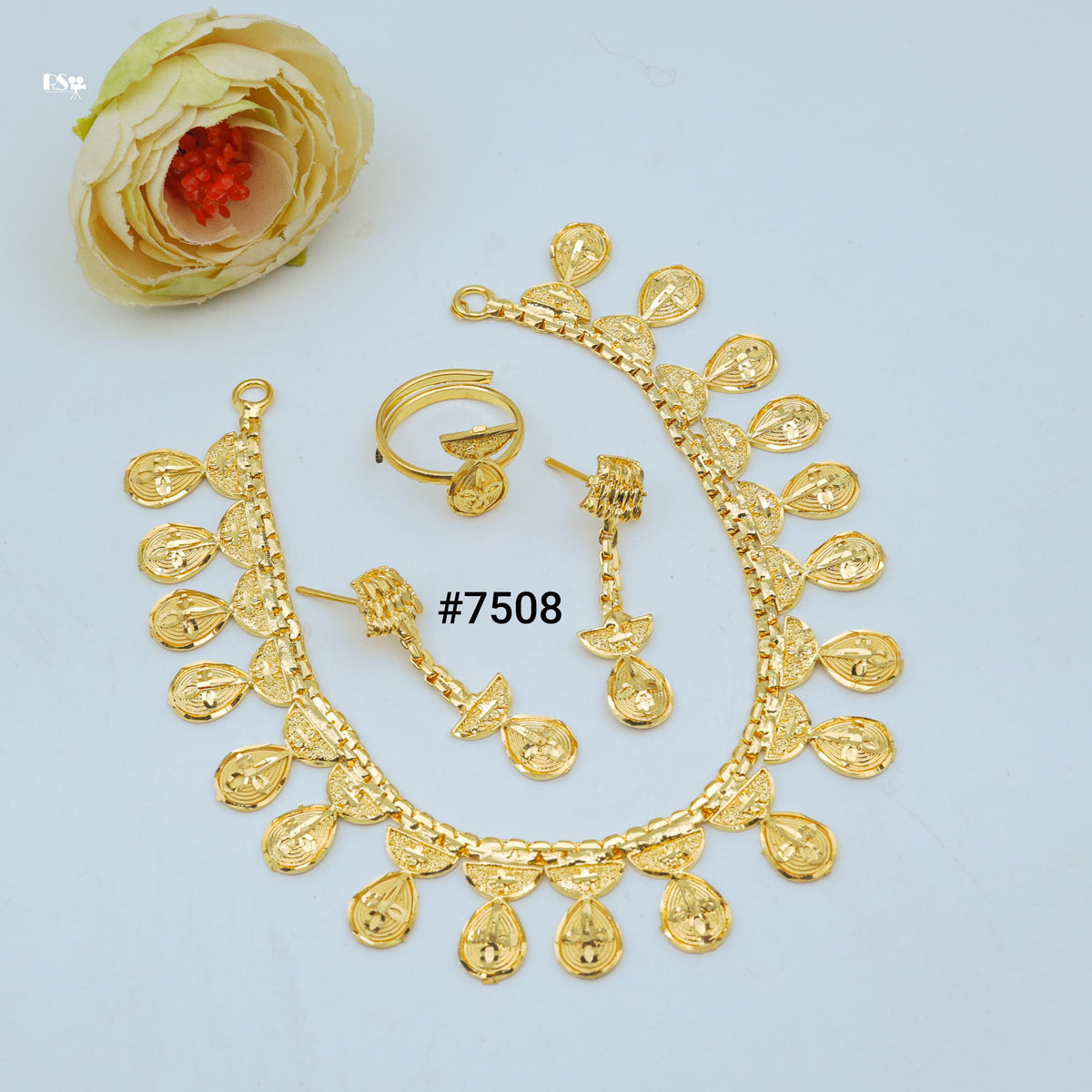 Gold Plated Short Necklace 1 Gram Gold Plated Jewellery PMJ Model No : 7508