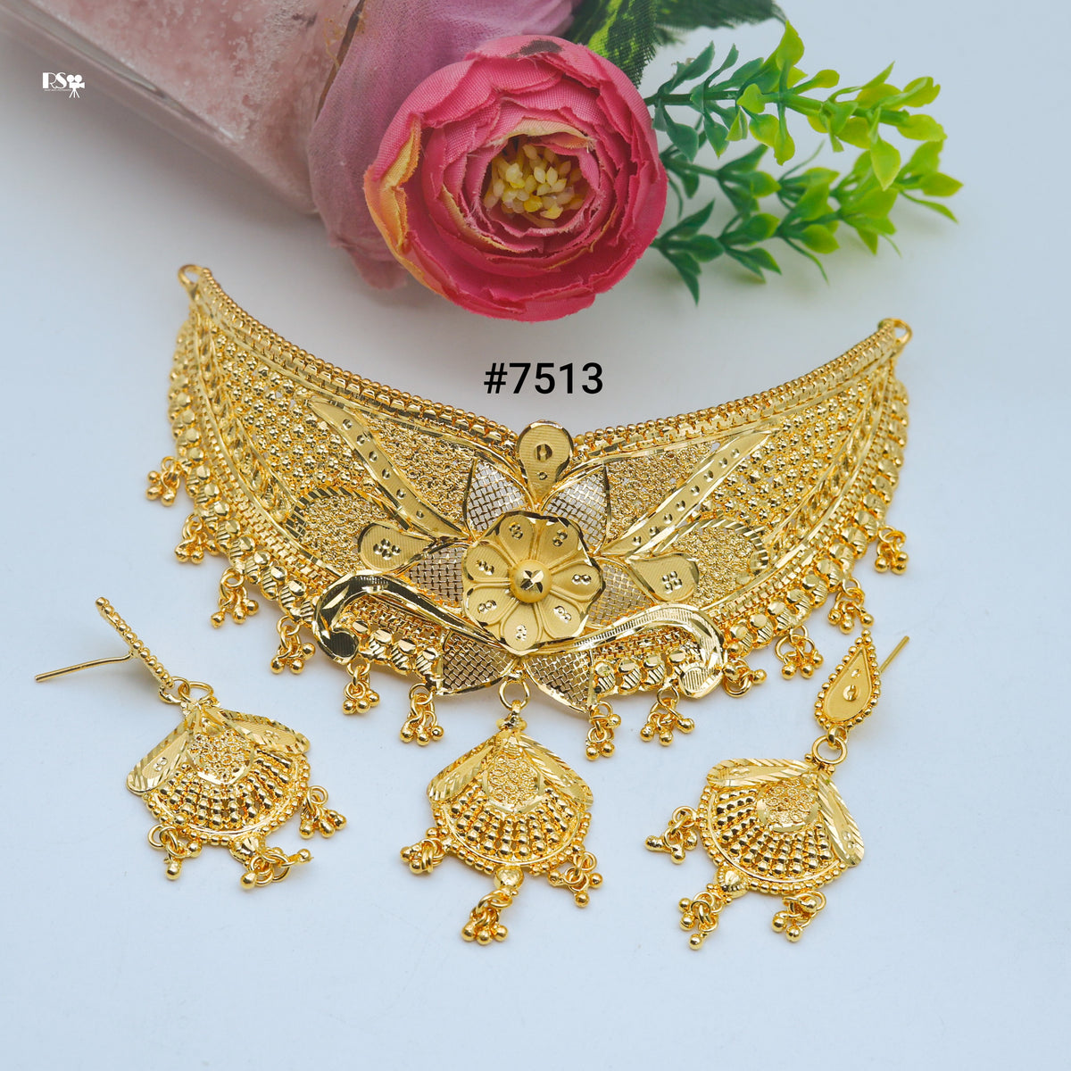 Gold Plated Short Necklace 1 Gram Gold Plated Jewellery PMJ Model No : 7513
