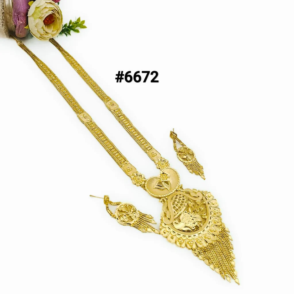 Exclusive Gold Plated Long Necklace Set, PMJ Model No: 6672