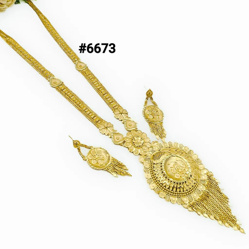 Exclusive Gold Plated Long Necklace Set, PMJ Model No: 6673