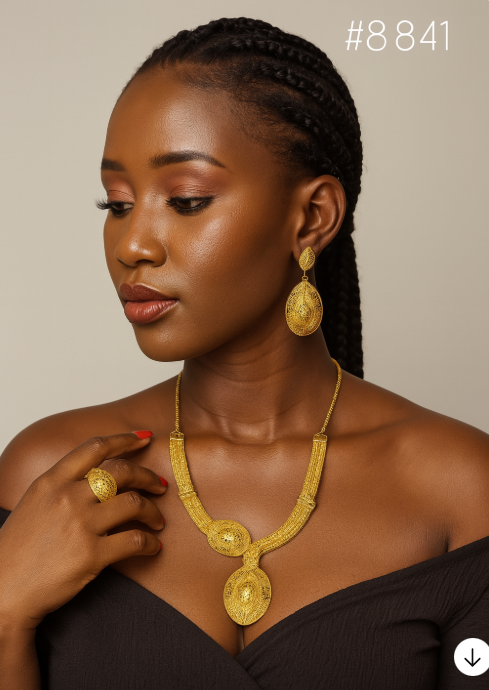 Gold Plated Bridal Short Necklace Set, PMJ Model No: 3841