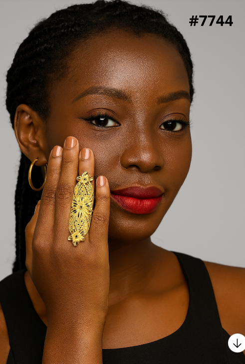 Gold Plated Finger Ring 1 Gram Gold Plated Jewellery PMJ Model No : 7744