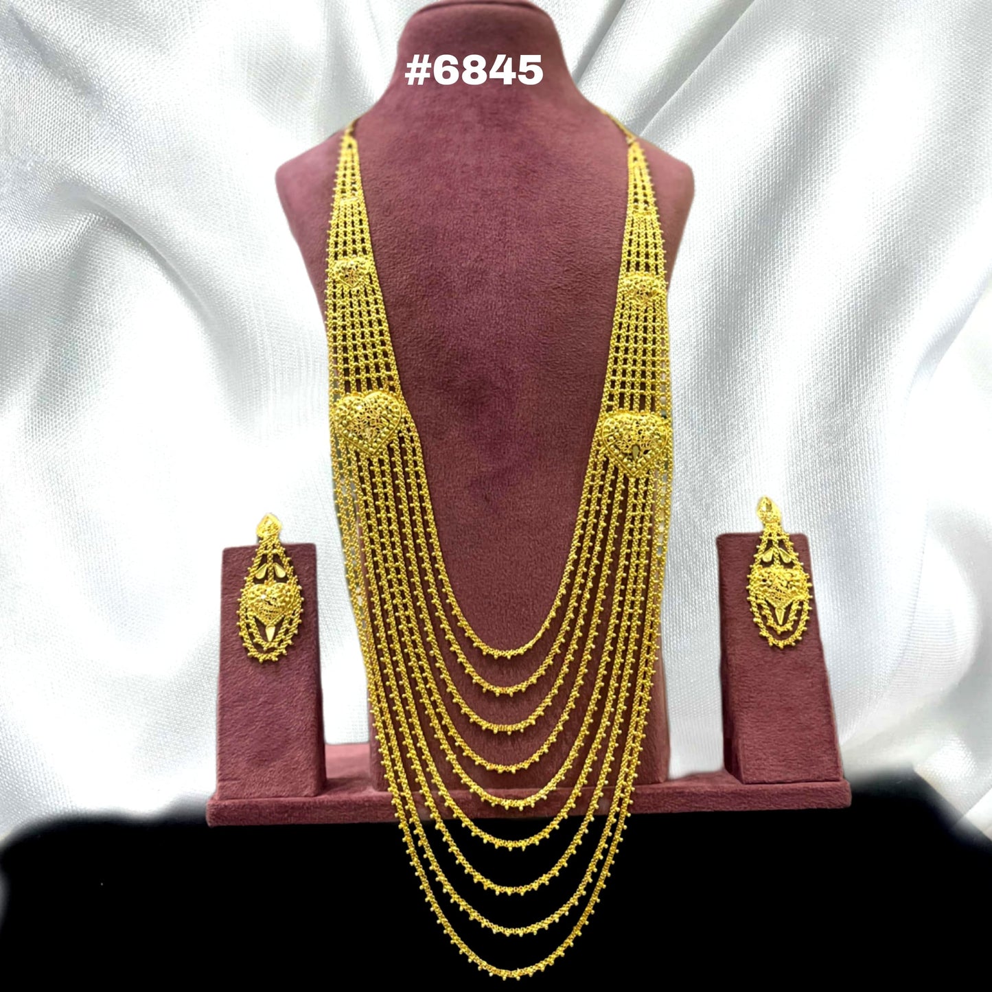 Gold Plated Long Necklace with Earrings Set PMJ Model No: 6845