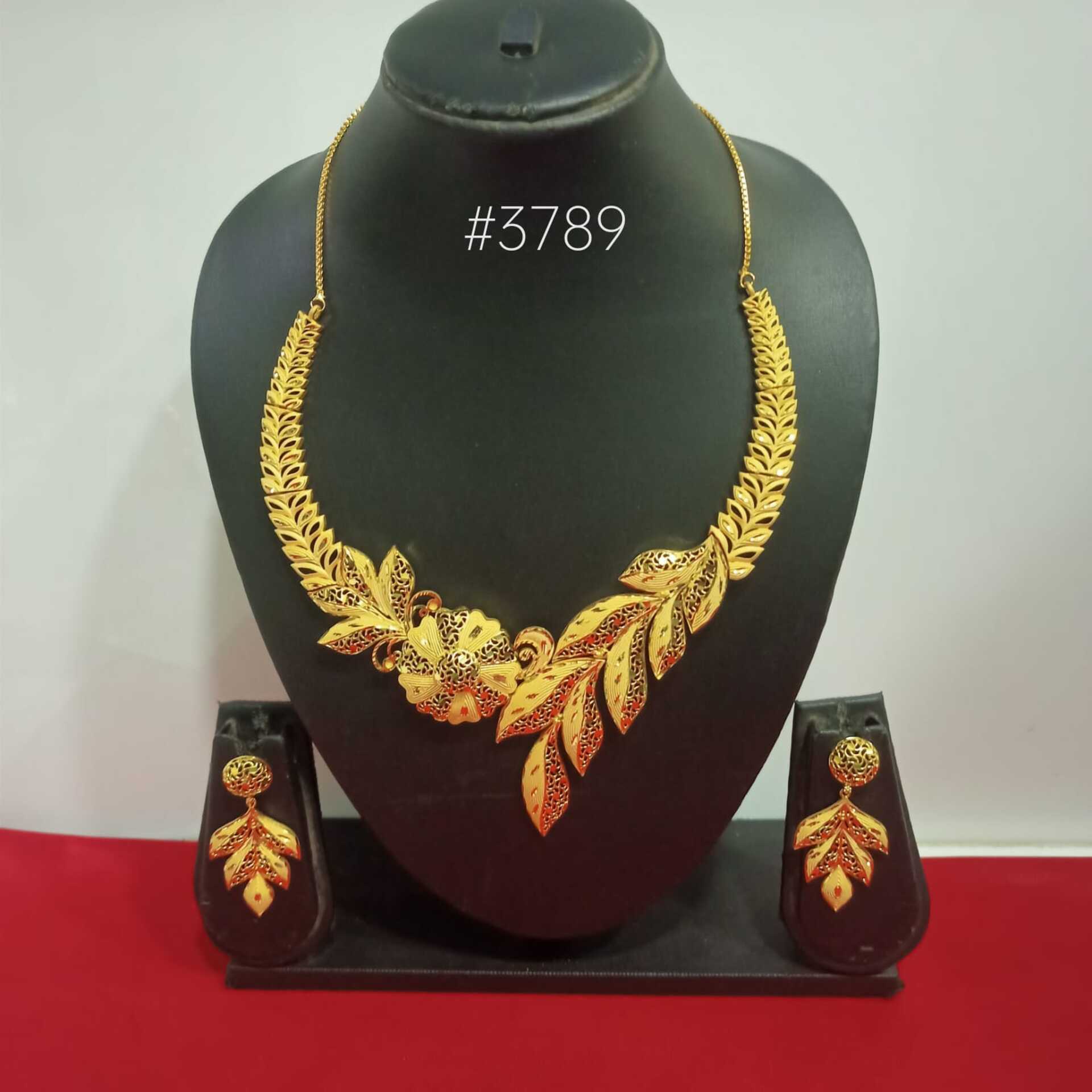 Gold Plated Bridal Short Necklace Set, PMJ Model No: 3789