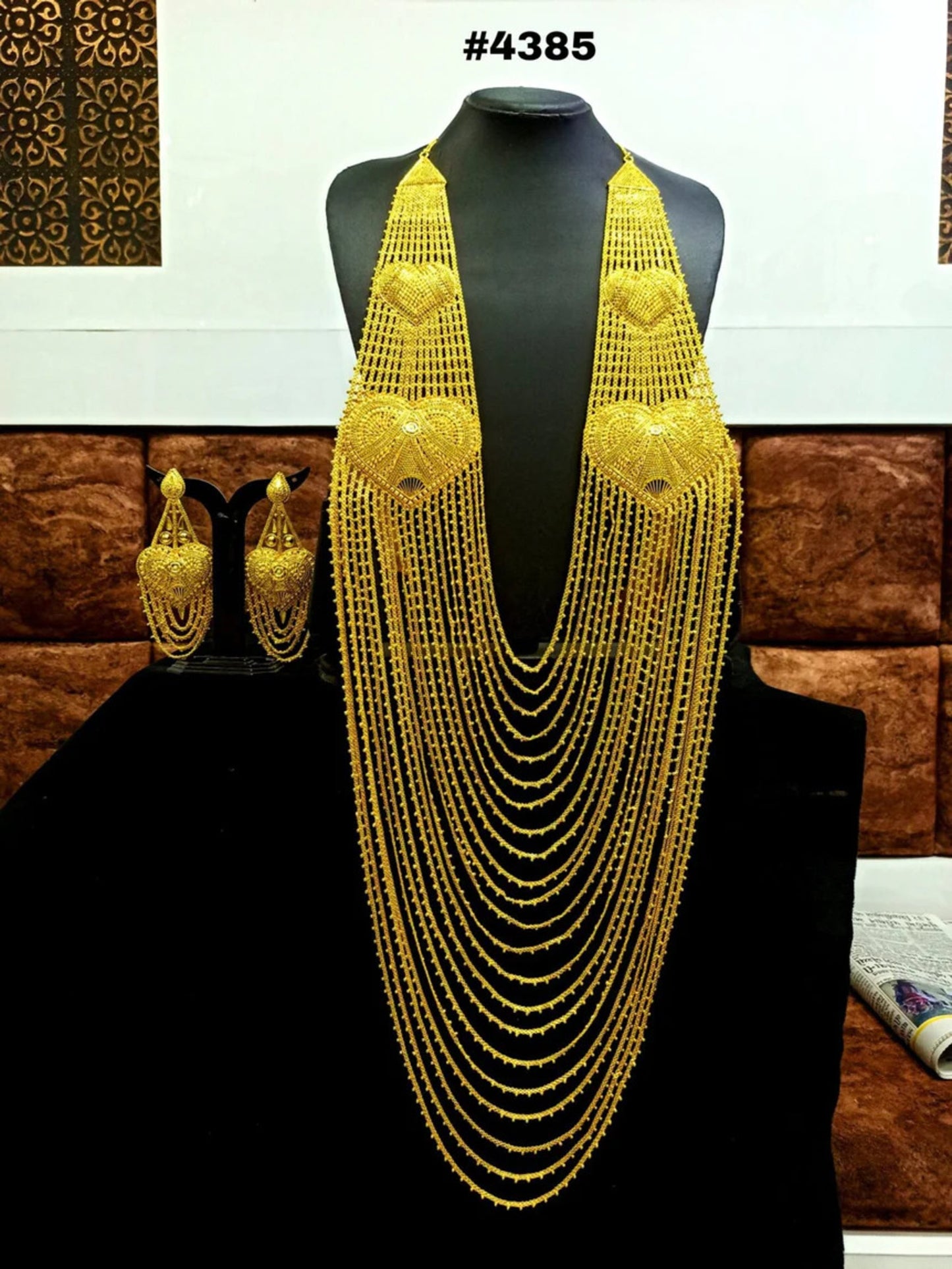 Gold Plated 28 Line Maddona Long Necklace Set, PMJ Model No: 4385