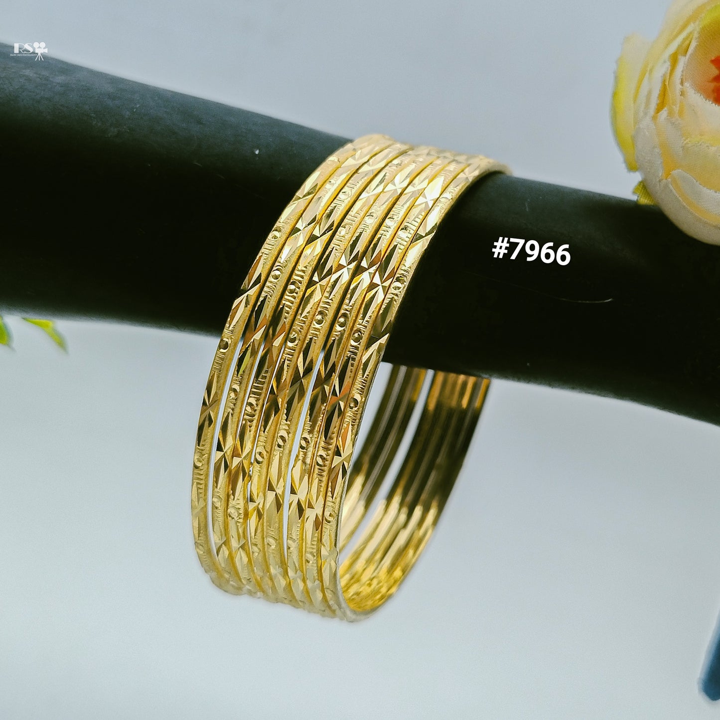 Gold Plated 8 Pc Thin Bangles 5 Gram Gold Plated Jewellery PMJ Model No : 7966