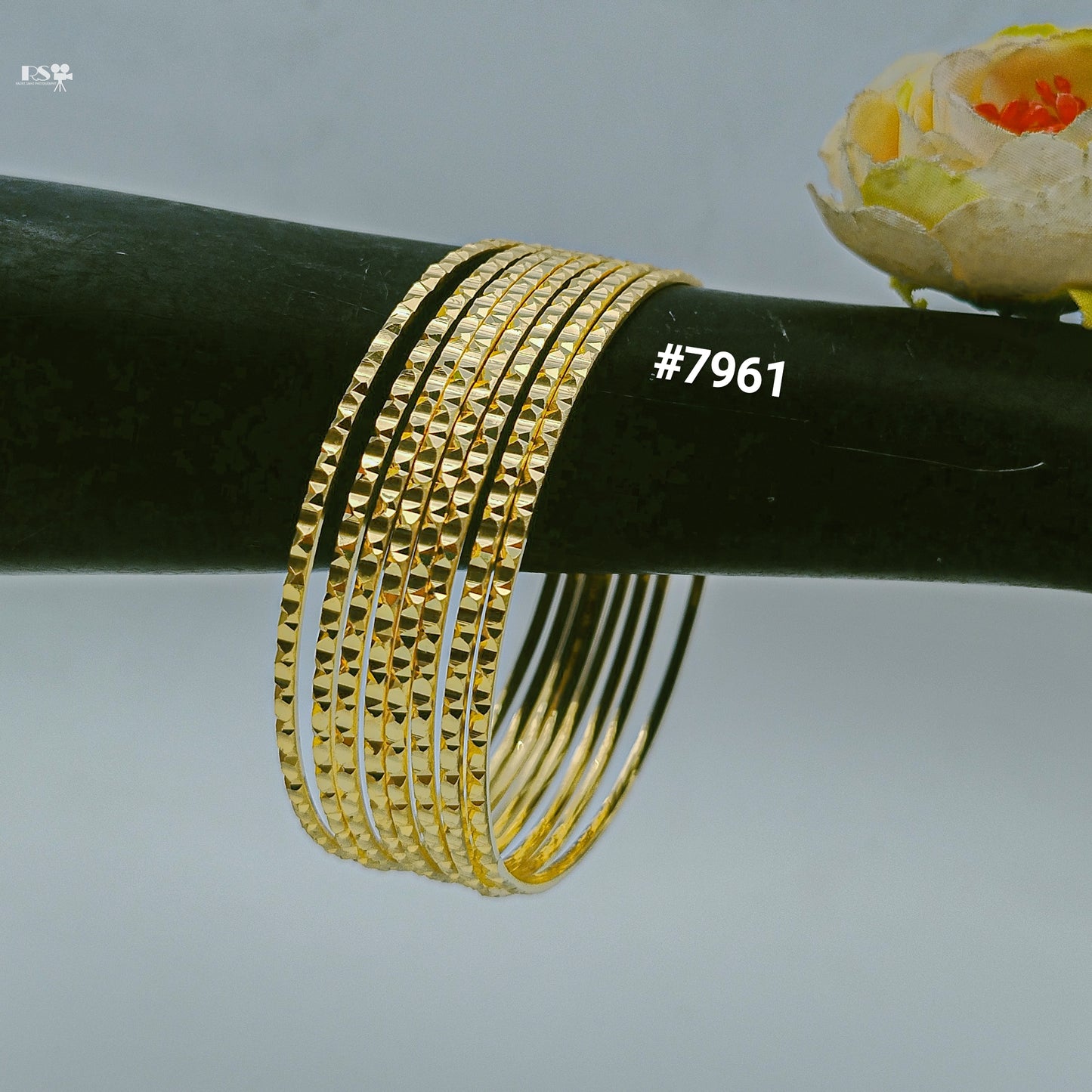 Gold Plated 8 Pc Thin Bangles 5 Gram Gold Plated Jewellery PMJ Model No : 7961