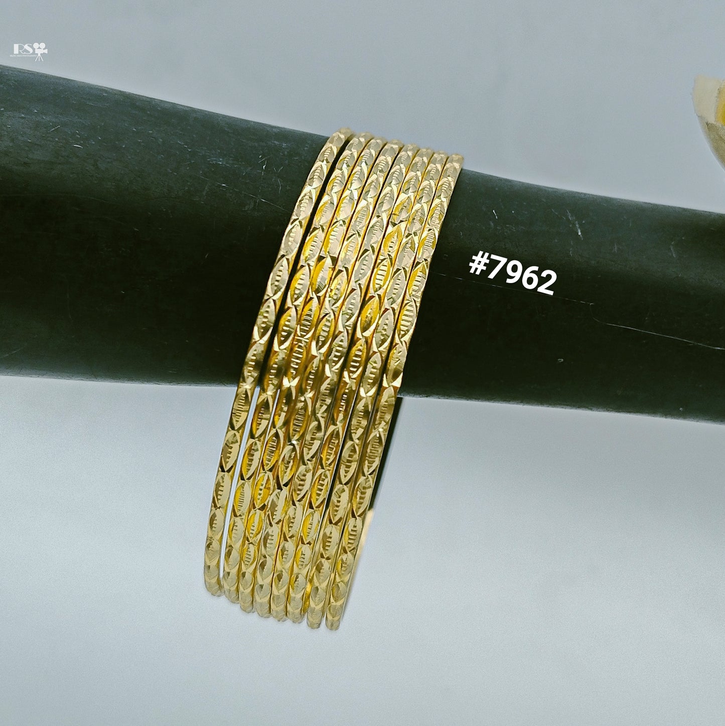 Gold Plated 8 Pc Thin Bangles 5 Gram Gold Plated Jewellery PMJ Model No : 7962