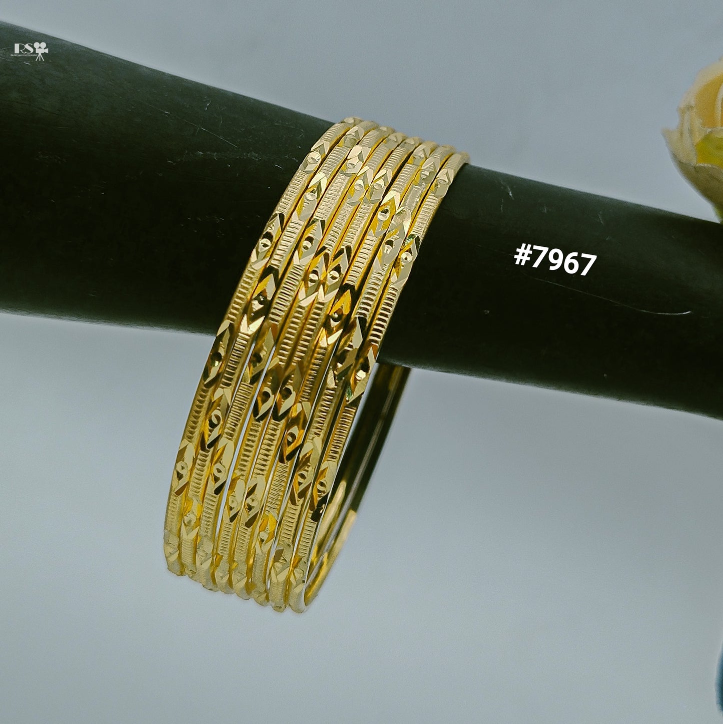 Gold Plated 8 Pc Thin Bangles 5 Gram Gold Plated Jewellery PMJ Model No : 7967