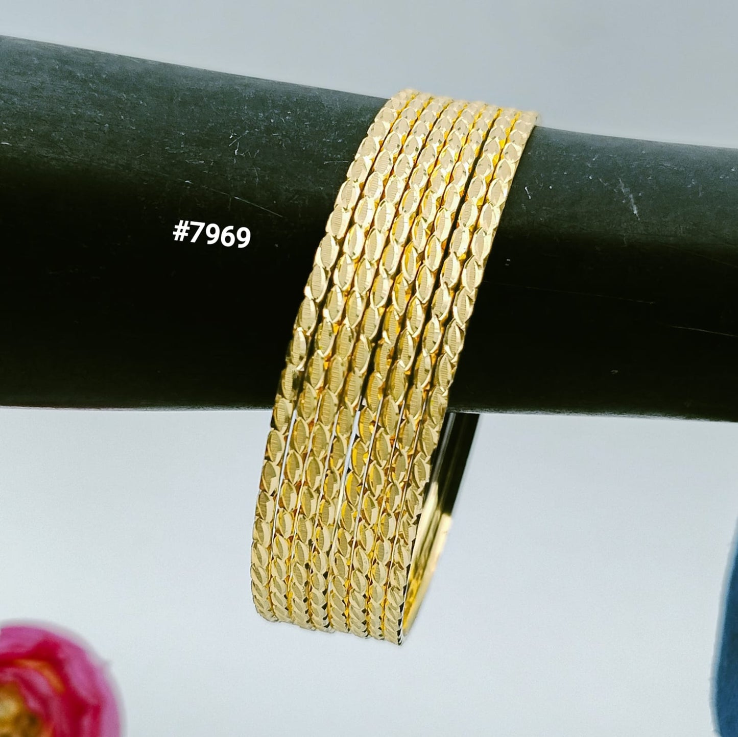 Gold Plated 8 Pc Thin Bangles 5 Gram Gold Plated Jewellery PMJ Model No : 7969