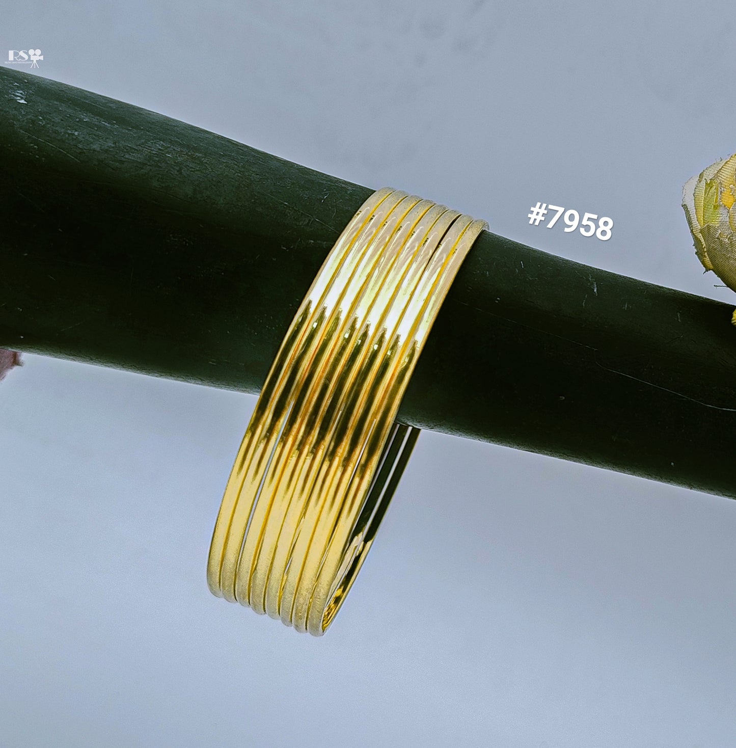 Gold Plated 8 Pc Thin Bangles 5 Gram Gold Plated Jewellery PMJ Model No : 7958