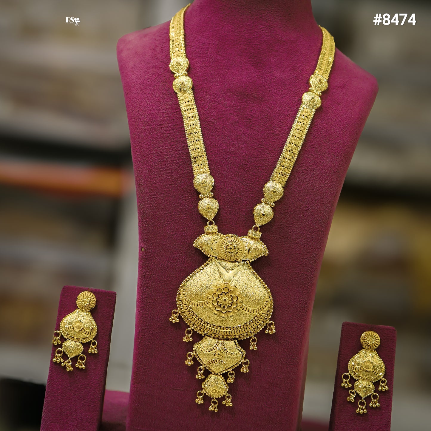 Gold Plated LONG NECKLACE 5 Gram Gold Plated Jewellery PMJ Model No : 8474