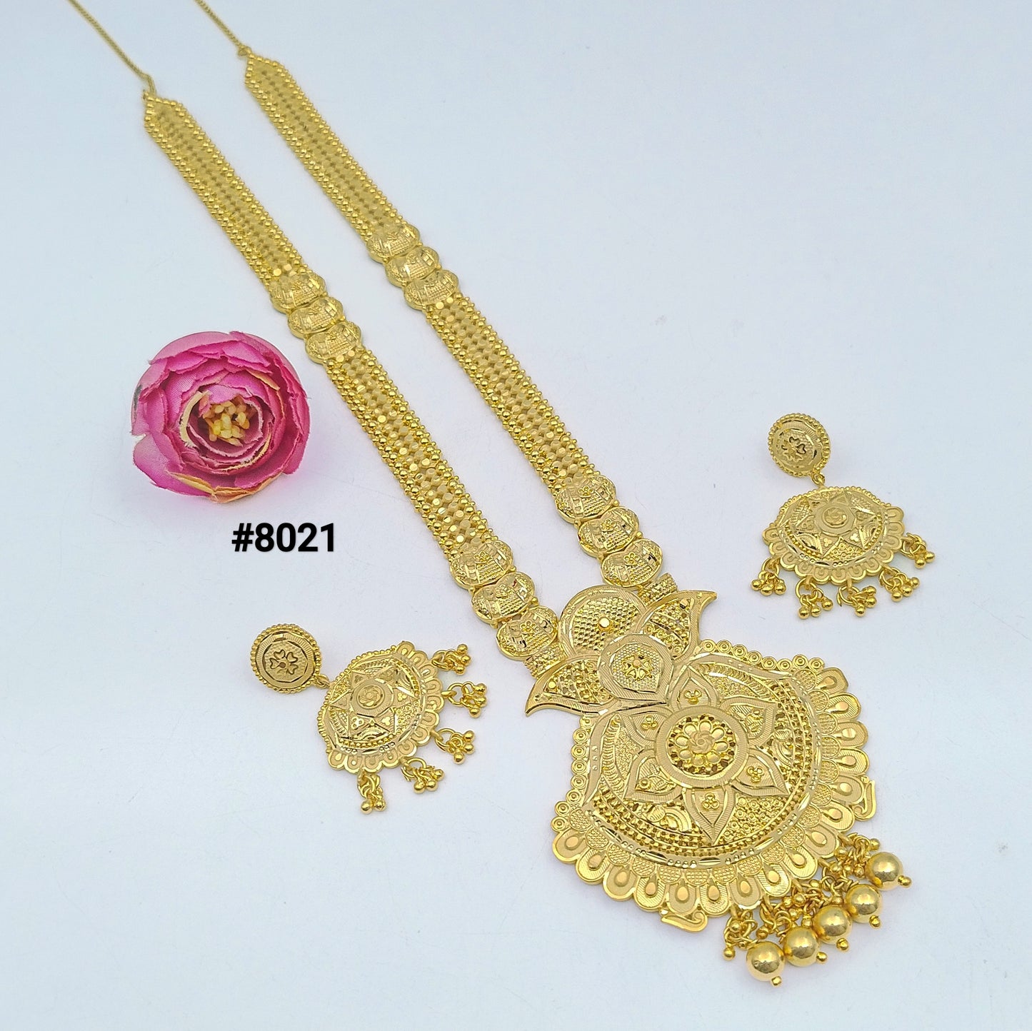 Gold Plated Long NECKLACE 5 Gram Gold Plated Jewellery PMJ Model No : 8021